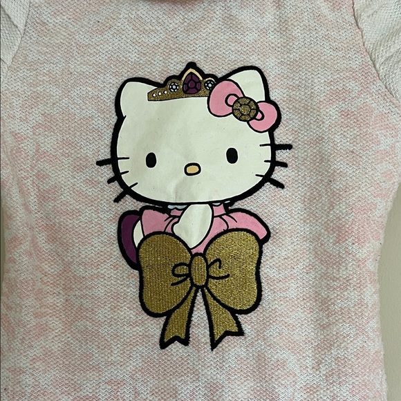 Hello Kitty Fur Trimmed Neckline Pink and White Dress Toddler Girls 5 - Picture 2 of 7